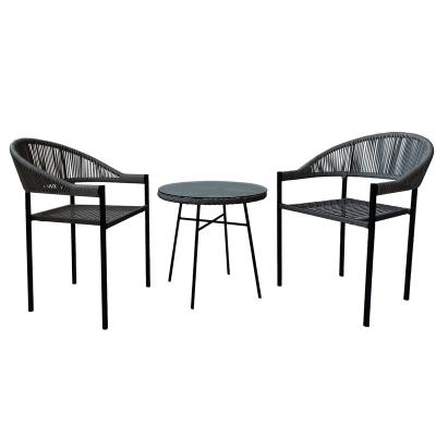 China Super comfortable three-piece small balcony coffee table set small chair rattan table and chair outdoor yard combination modern simple chair for sale