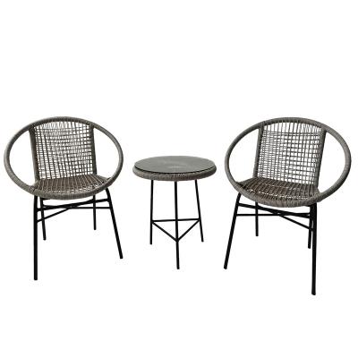 China Three-piece set of super comfortable balcony folding tea table table chair and chair combination outdoor garden leisure rattan and chair rattan for sale