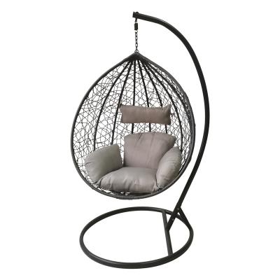 China Modern Cheap Indoor Outdoor PE Rattan Prices Seat Egg Wicker Hanging Hanging Chair With Metal Stander Outdoor Furniture for sale