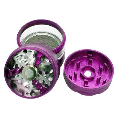 China Wholesale Weed Logo Herb Grinder For Tobacco Smoking Custom Made 63*77mm 4 Layer Aluminum Alloy for sale