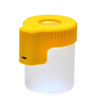 China Herb Stash Container Led Magnifying Cover Air Storage Tight Glass Mag Weed Jar for sale