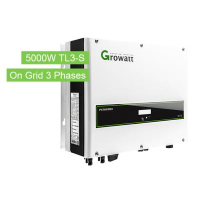 China Grid Tie System USA Growatt Solar Inverter 5kw 230v Three Phase Dual MPPT DC To AC On Grid Solar Inverter 5000w for sale