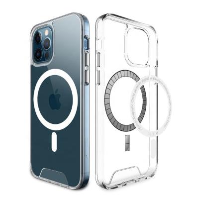 China Shockproof Magnetic Radio Charging Clear TPU+PC Shockproof Phone Case For iPhone 13 Pro for sale