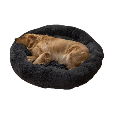 China Viable Pet Bed Dog Cat Cushion Around Warm Kennel Shag Mat Vegan Fur Donut Soft Dog Cuddler For Dropshipping for sale