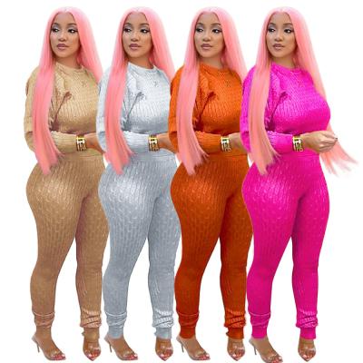 China Wholesale CS042 Anti-wrinkle leggings and top set sweater set spliced ​​long sleeve plus size women clothing for sale