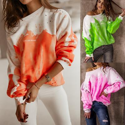 China Custom high quality custom logo round neck women's hoodies Anti-wrinkle CS043 long sleeve women's hoodies tie dye hoodie for sale