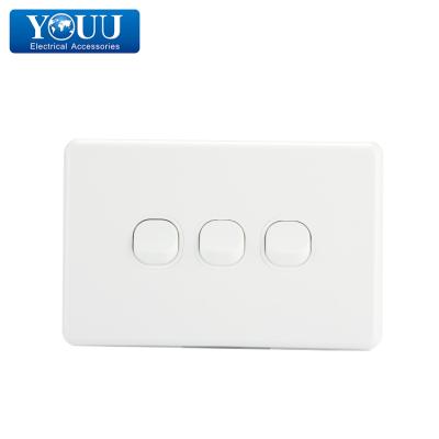 China Cool PC And You Copper Sales High Voltage 250V 3 Gang Power Wall Switch for sale