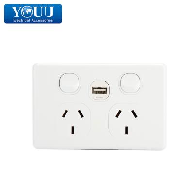 China Industrial YOU Australia USB Current Switch Sockets U1515 USB Charger 2.1A Single Switch Socket for sale