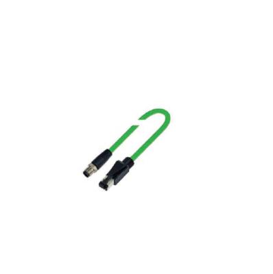 China M12 automotive connector ip67 4pin D code to RJ45 Ethernet connector profinet cable CAT5e Industrial Ethernet Ethercat for sale