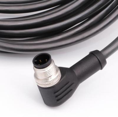 China Automotive A code 3 pin 5 pin field m8 / m12 m12 wireable right angle connector with cable for sale