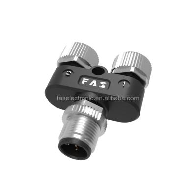 China Mini Y splitter A code 3pin 4pin 5 pin m12 M8 automotive waterproof Ethernet connector for sale