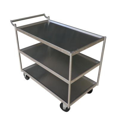 China Top Quality 3 Tier Modern Metal Carts Stainless Steel Food Serving Cart With Handle For Canteen for sale