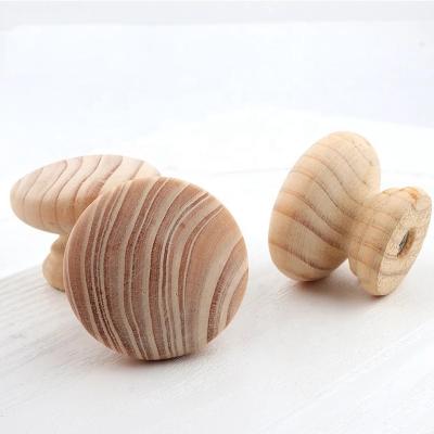 China Easy installation and durable wood mini drawer pulls round wood furniture hardware cabinet handle knobs for sale