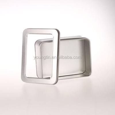 China Recyclable Silver Food Grade Cookies Tins Wholesale Empty Metal Tin Box With Window for sale