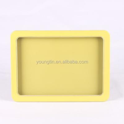 China Recyclable Customized Wallet Storage Gift Metal Tin Box With Clear PET Window for sale