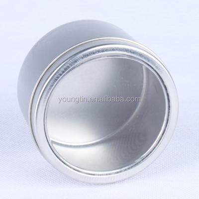 China Recycled Materials Blank Round Tin Box Candle Tin With Lid Jar With Clear PET PVC Window for sale