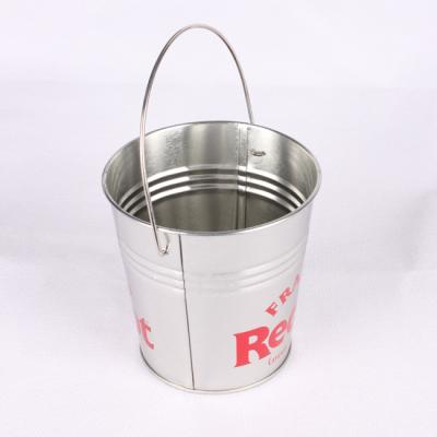 China Recyclable Customized Bar Snack Storage Metal Tin Bucket With Handle for sale