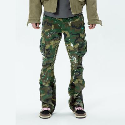 China 2022 QUICK DRY hot sale washed old camouflage fashion casual coveralls flared pants men's pants for sale