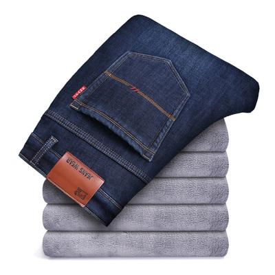 China High Quality 2022 Breathable Winter Flannel Stretch Warm Jeans Men's Fleece Pants Mens Fleece Pants Straight Plantation Jeans for sale