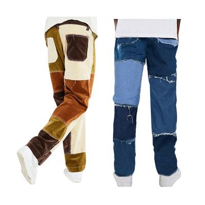 China 2021 Viable New Fashion Design Stitching Washed Men's Casual Jeans Bagged Jeans for sale