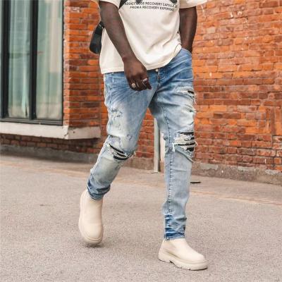 China QUICK DRY hot sale mens jeans pants fashions men broken jeans casual elastic men blue jogger jeans pants for summer for sale