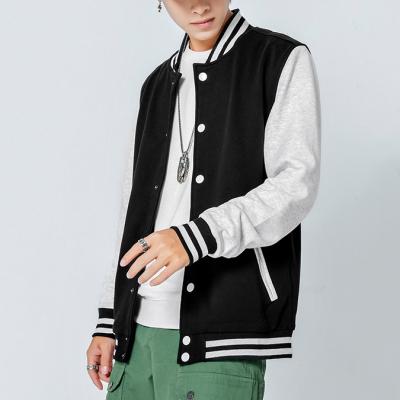 China 2020 New Arrival Wholesale Men's Breathable OEM Black Two Tone Mens Varsity Jackets for sale