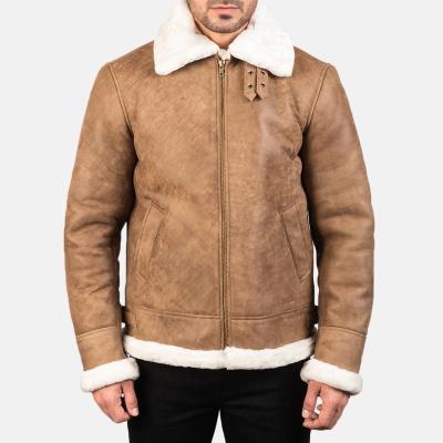 China Men's Breathable High Quality Bomber Winter Leather Jacket Turn Down Collar Warm Fleece Jackets Coat for sale