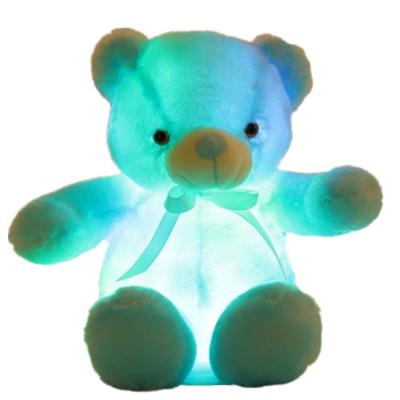 China Kids Gift Blue Light Up Inductive Colorful LED Glow Teddy Bear Plush Toy 32cm for sale