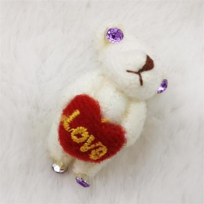 China Cheap Plush Yiwu Factory 3cm Soft White Teddy Bear Mini With Hear Plush Key Chain for sale