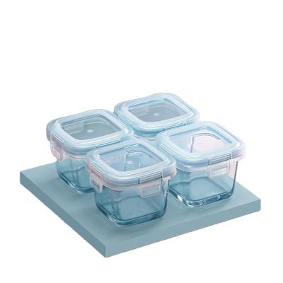 China BPA Free Baby Food Supplement Box for Infants and Children High Borosilicate Cake Steamable Tools Glass Extra Food Bowls Frozen for sale