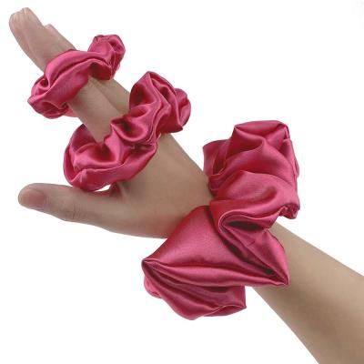 China Wholesale Fashion Wholesale Fashion Hair Band Hair Scrunchies Solid Shiny Girls Women Oversized Satin Scrunchies for sale