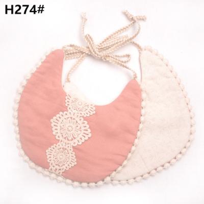 China Pure Organic Cotton Toddler Bibs Lace Cotton Baby Feeding Bibs Unisex Reversible Adjustable Infant Soft Canvas Viable Flower for sale