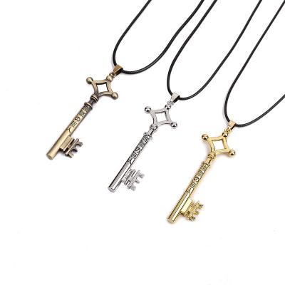 China Hotsale CLASSIC Anime Attack on Titan Eren Key Shaped Alloy Metal Pendant Necklace Cartoon Cosplay Pendant Necklace for sale