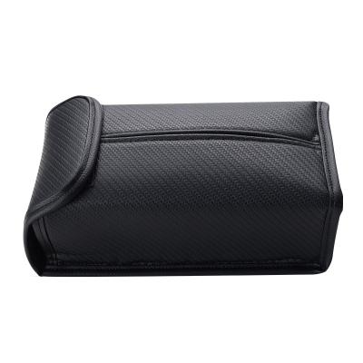 China Factory Wholesale Universal Fashion PU Tissue Box Lid Cardboard Case Cover Black Car Tissue Leather Box for sale