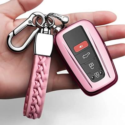 China Toyota Transparent Material Compatible Key Cover Protective Cover Device With Chained Soft TPU Key 360 Degree Protection Key Package for sale