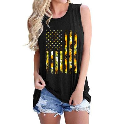 China 2022 Summer Women's Tank Top Round Collar Breathable Printed Sleeveless T-Shirt for sale