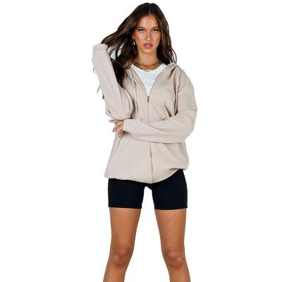 China Anti-Wrinkle Women Fall Plus Size Plain Cotton Jackets Full Hooded Blank Waffle Sweatshirt Zipper Up Hoodie for sale