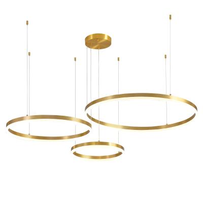 China Modern Bedroom Living Room Circle Ring 220v Luxury Gold Led Chandelier for sale