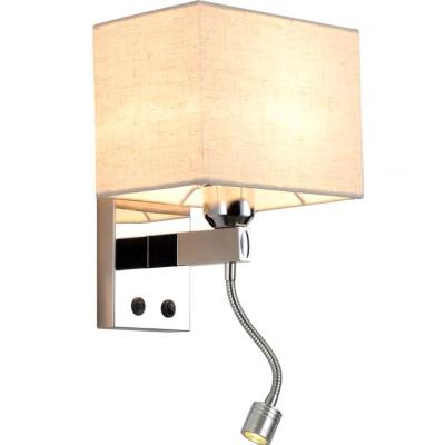 China Indoor modern design e27 bedside wall lamp with switch for hotel project for sale