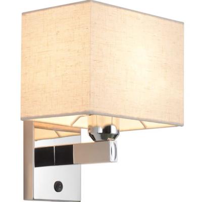 China Hotel Room Modern Indoor Bedside Lamp Chrome Wall Mounted Canvas Color Finished for sale