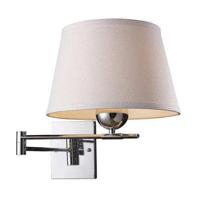 China Modern Decorative Indoor Hotel Bedside Swing Arm Fabric Shade Wall Lamps Chrome Color for sale