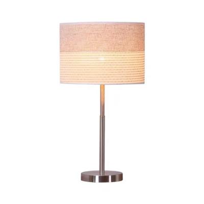 China Lighting Functions Metal Table Lamp With Silver Fabric Shade Color For Bedroom for sale