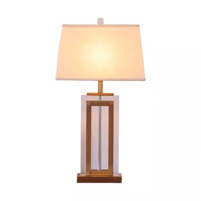 China Lighting Works Modern Marble Fabric Shade Side Bed White Coffee Table Lamp for sale