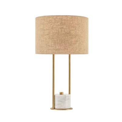 China Lighting works modern luxury hotel gold metal fabric decorative table lamp for sale