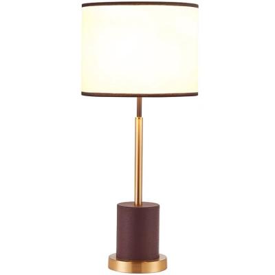 China Lighting Works Table Lamps Antique Bronze 220 Volt Gold Plated Shaded Fabric For Living Room for sale