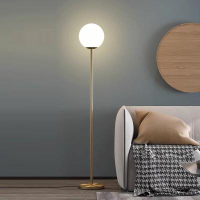 China Lighting Works Minimalist Nordic Floor Lamp With Glass Shade For Sofa Side Office for sale