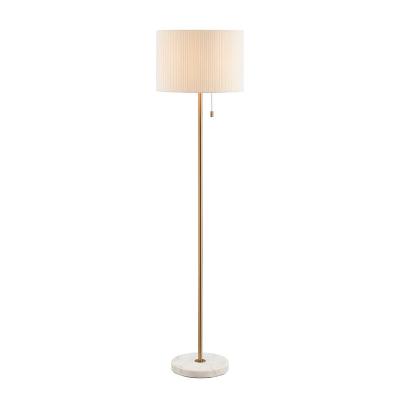 China Lighting Works White Modern Hotel Floor Standing Lamp With Linen Shade And Marble Base for sale