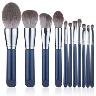 China Custom Makeup Brush Custom Logo Brand Shape Blue Makeup Brushes Beauty Profesional Face Brush Make Up Set for sale