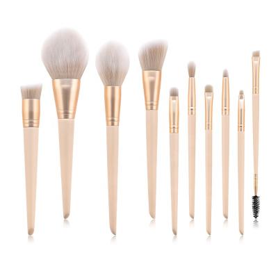 China Yellow Foundation Makeup Brush Private Label Brushes Makeup Brush Set 10 Pieces Pro Make Up Brushes Syntetic for sale