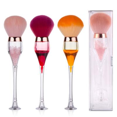 China Private Label Makeup Powder Brush Wine Glass Fluffy Synthetic Makeup Brushes Large Private Label Single Face Brushes for sale